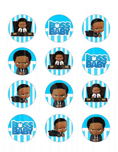 Boss Baby Boy Edible Cupcake Toppers Image Ethnic/Black