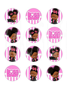 Boss Baby Girl Edible Cupcake Topper Image Ethnic/Black