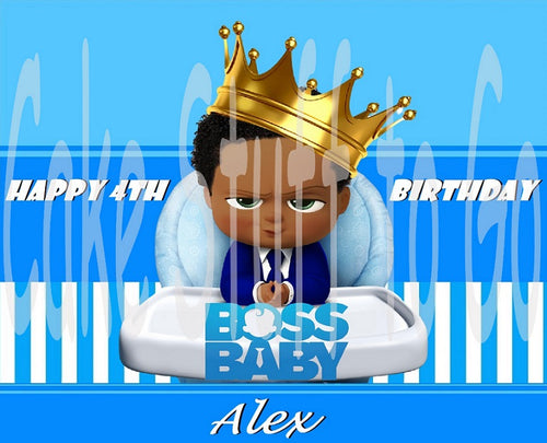 Boss Baby Black/Ethnic Edible Cake Topper Image