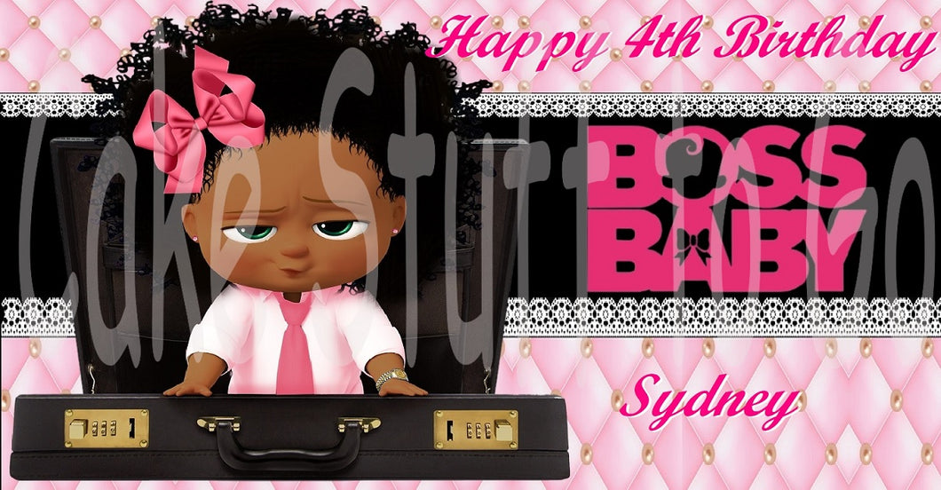 Boss Baby Girl Black/Ethnic Edible Cake Topper Image