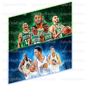 Golden State Warriors -vs- Boston Celtics Edible Cake Topper Image