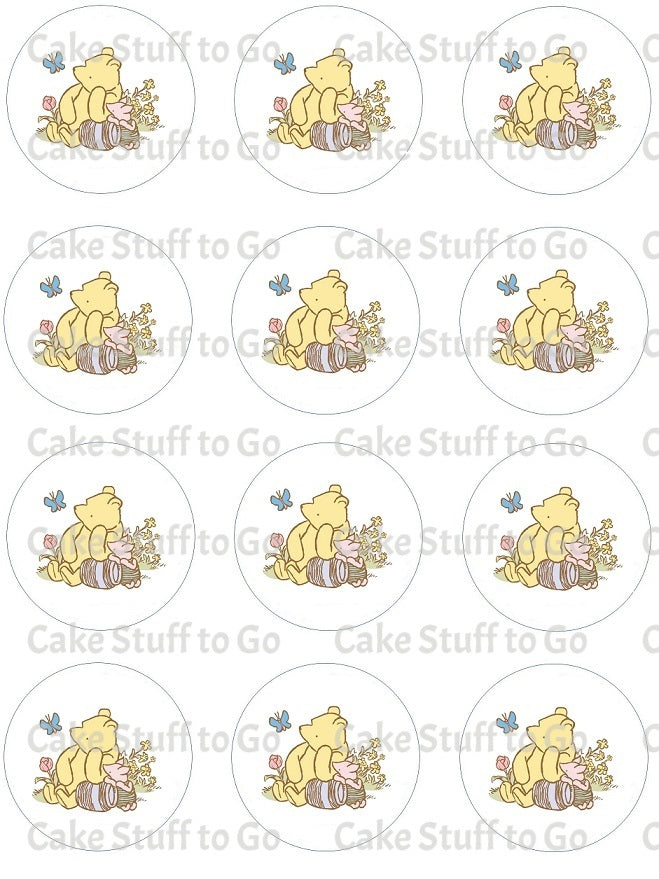 Classic Winnie the Pooh Baby Shower Edible Cupcake Topper