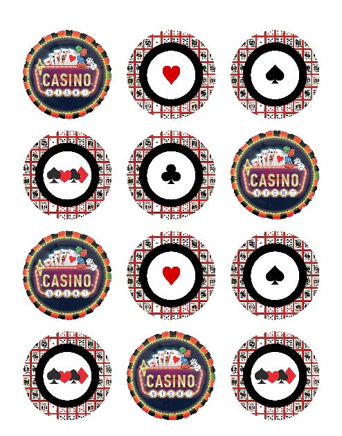 Poker Casino Night Edible CupCake Topper Decoration