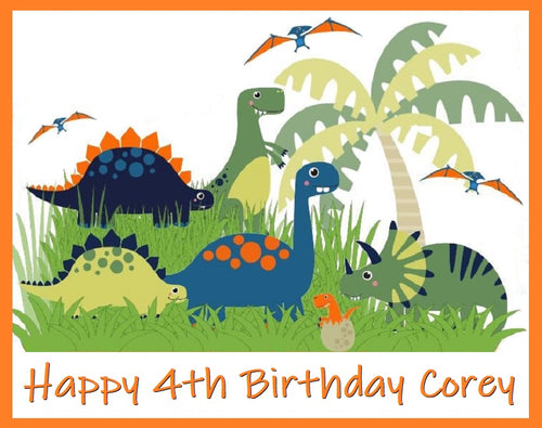 Dinosaurs Edible Cake Topper Image