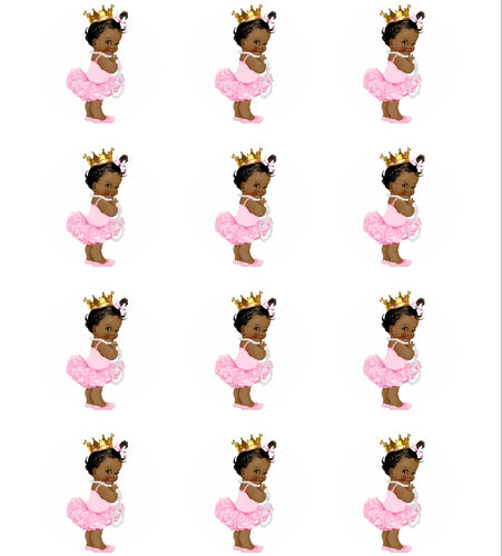 Baby Girl Shower Edible Cupcake Topper Ethnic/Black Ballerina