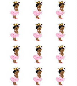 Baby Girl Shower Edible Cupcake Topper Ethnic/Black Ballerina