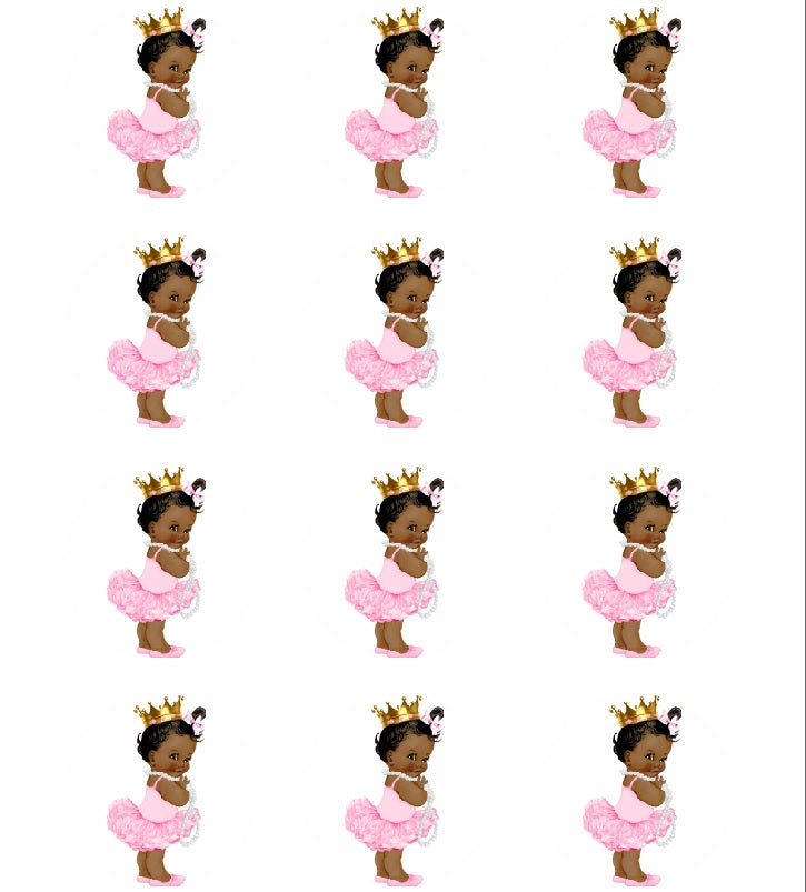 Baby Girl Shower Edible Cupcake Topper Ethnic/Black Ballerina