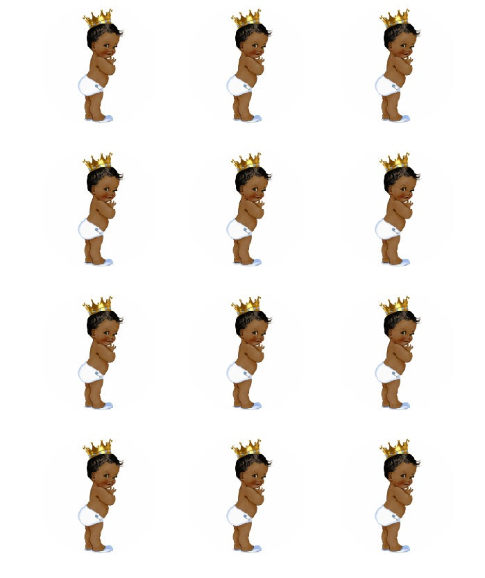 Baby Boy Shower Edible Cupcake Topper Ethnic/Black