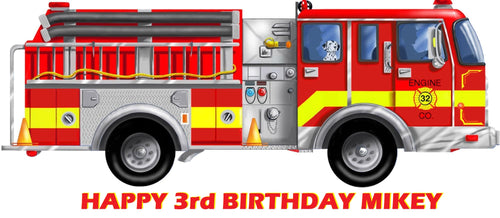 Firetruck Edible Cake Topper Image