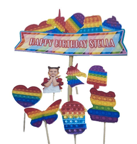 Girl Pop It Fidget  with Your Custom Photo Cake Topper