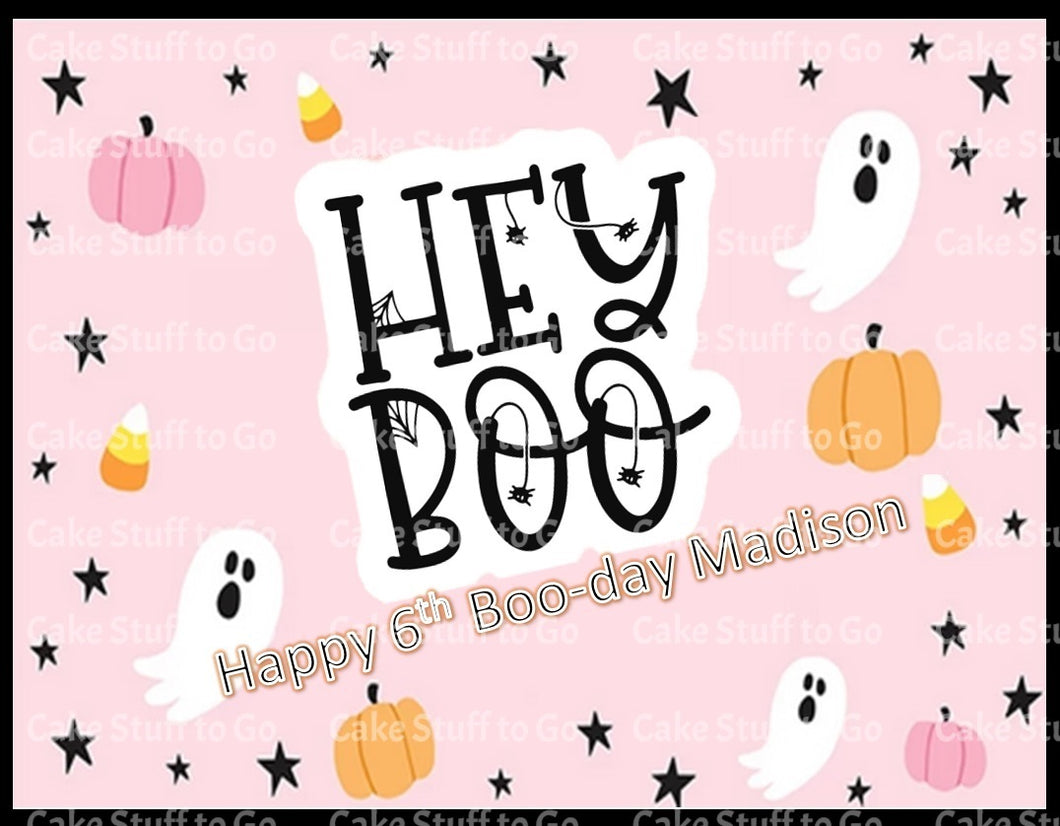 Halloween Hey Boo Edible Cake Topper