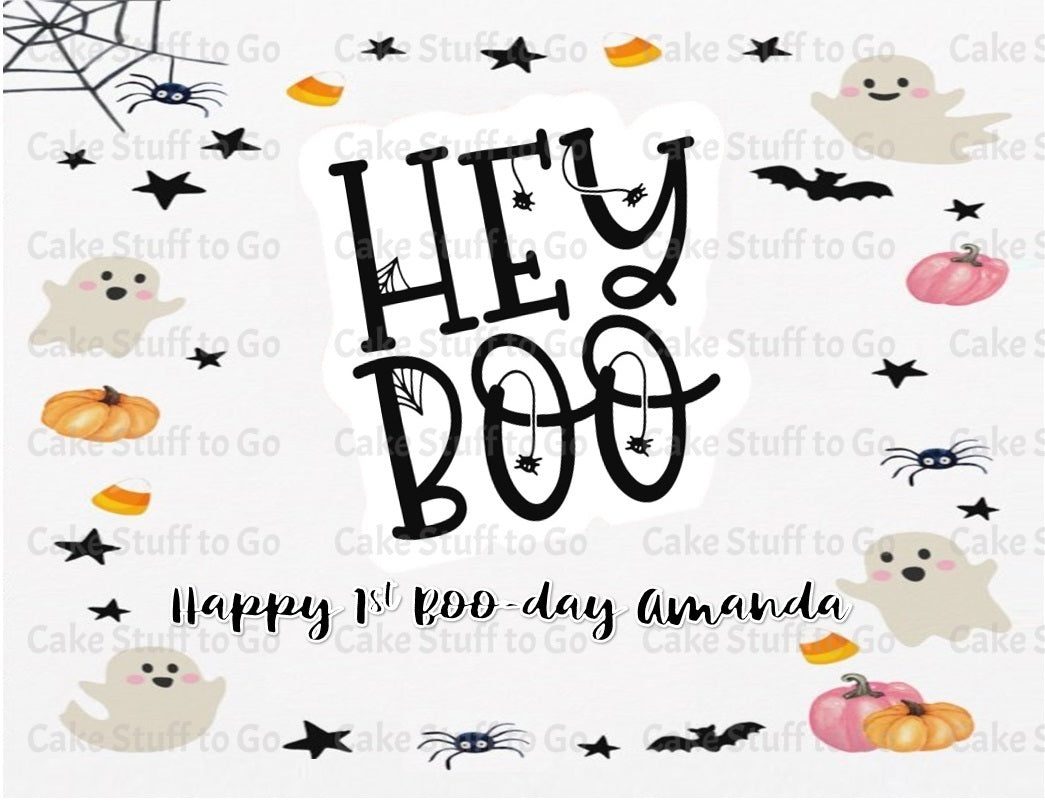 Halloween Hey Boo Edible Cake Topper