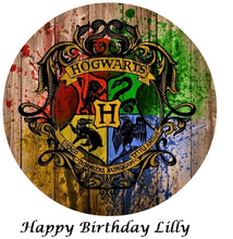 Load image into Gallery viewer, Harry Potter Hogwarts Crest Cake Topper or Cupcake Toppers