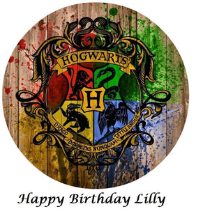 Harry Potter Hogwarts Crest Cake Topper or Cupcake Toppers