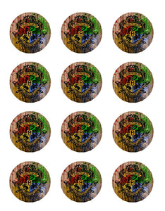 Harry Potter Hogwarts Crest Cake Topper or Cupcake Toppers
