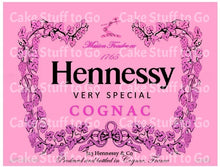 Load image into Gallery viewer, Pink Hennessy Label Edible Cake Topper Decoration