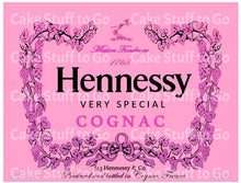 Load image into Gallery viewer, Pink Hennessy Label Edible Cake Topper Decoration