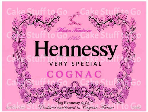 Pink Hennessy Label Edible Cake Topper Decoration