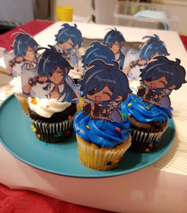 Kaeya Genshin Impact Cupcake Toppers Image Decoration