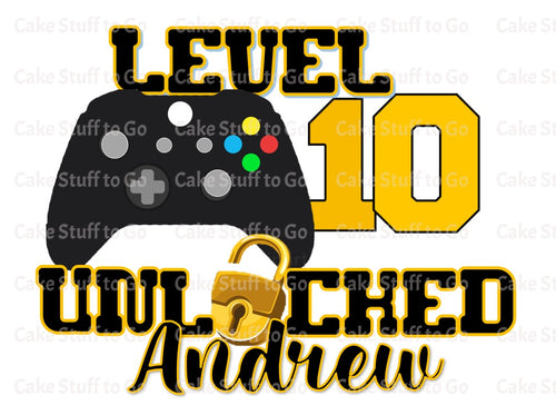 Level Unlocked Game Controller Edible Cake Topper Image Decoration
