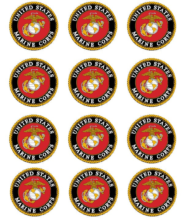 Marine Corps Logo Edible CupCake Toppesr Decoration