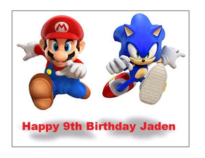 Edible Sonic Themed Birthday Party Cake Topper Image Decoration Frosting  1/4 Sheet 