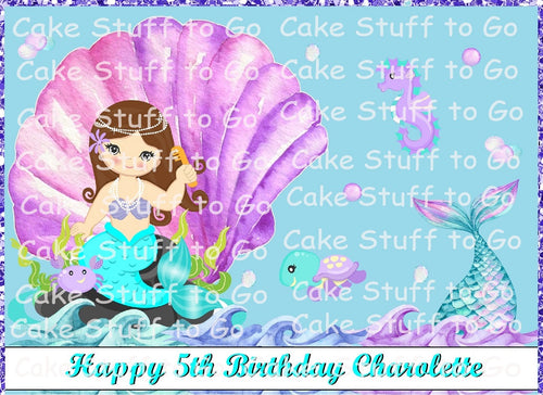Mermaid Edible Cake Topper Image Decoration