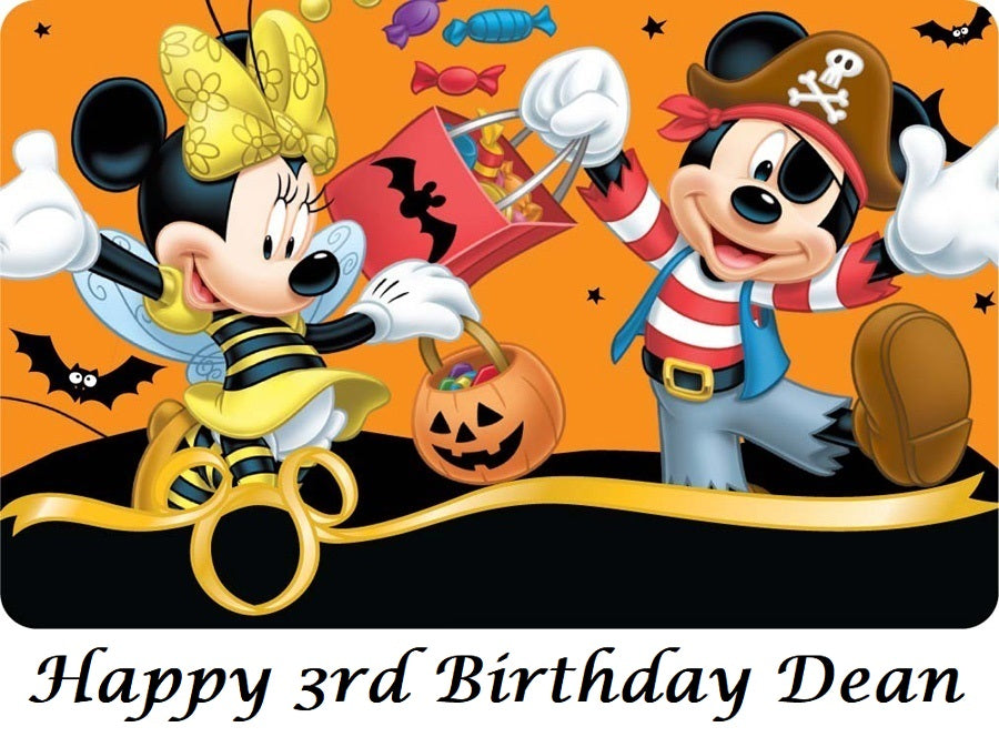 Halloween Mickey Mouse and Minnie Mouse Edible Cake Topper