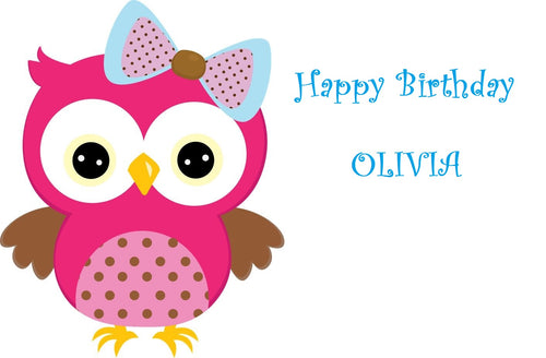 Cute Owl Edible Cake Topper Image