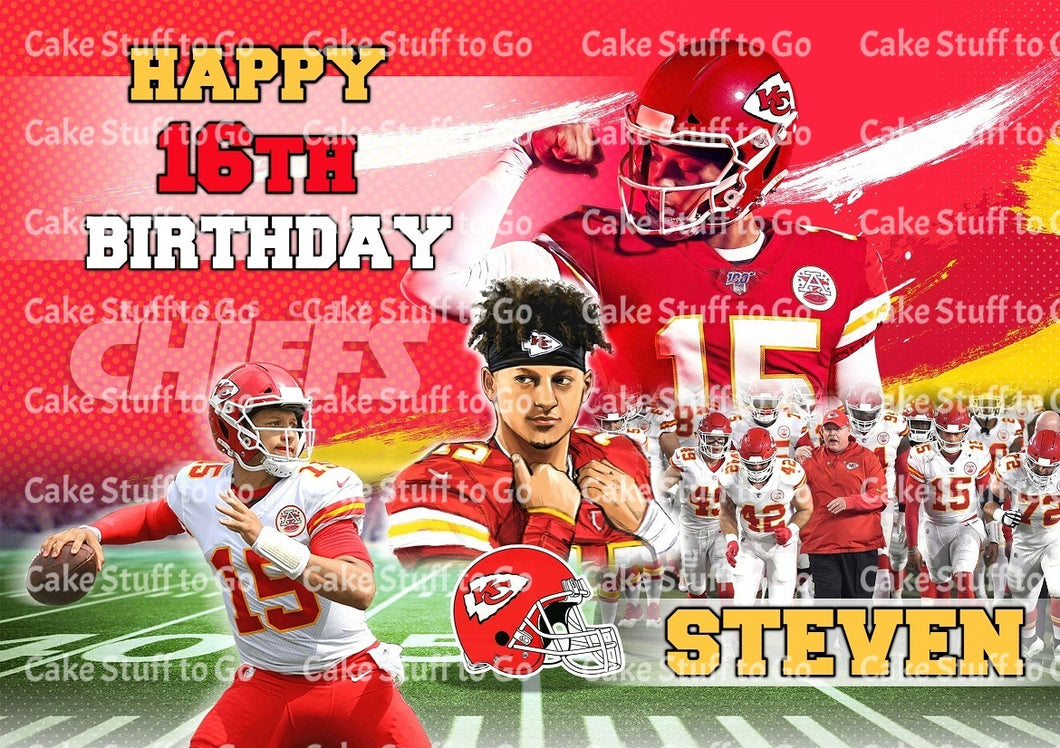 Patrick Mahomes Kansas City Chiefs  Edible Cake Topper