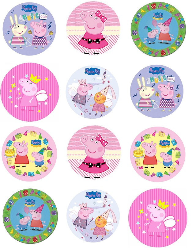 Peppa Pig Edible Cupcake Toppers Decoration