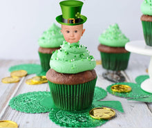 Load image into Gallery viewer, St. Patrick Day Face Cupcake Toppers  with Your Custom Photo