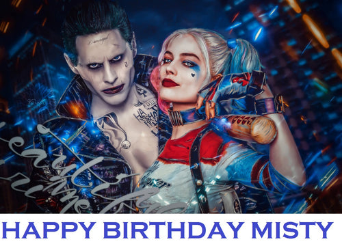 Suicide Squad Harley Quinn and Joker Edible Cake Topper