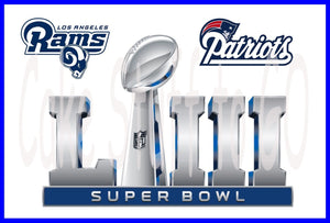 Super Bowl 53 Rams vs  Patriots  Edible Cake Topper