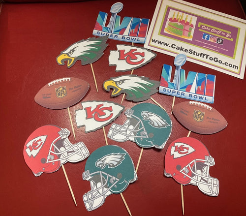 Super Bowl  57  Chiefs vs Eagles Cupcake Topper