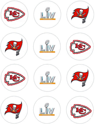 Super Bowl  55  Kansas City Chiefs -vs- Tampa Bay Buccaneers Edible CupCake Topper