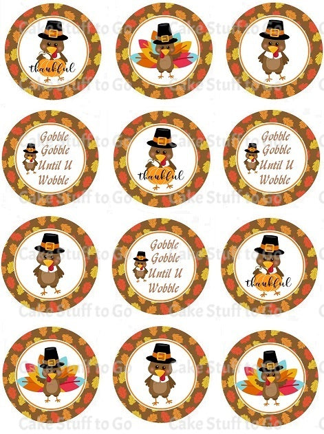 Thanksgiving  Edible Cupcake Toppers