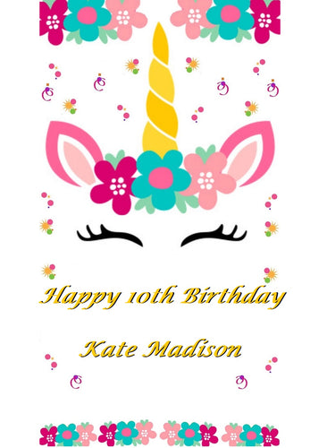 Unicorn Head Edible Cake Topper