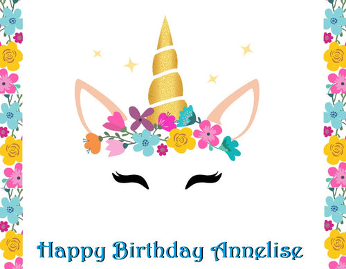 Unicorn Head Edible Cake Topper