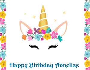 Unicorn Head Edible Cake Topper