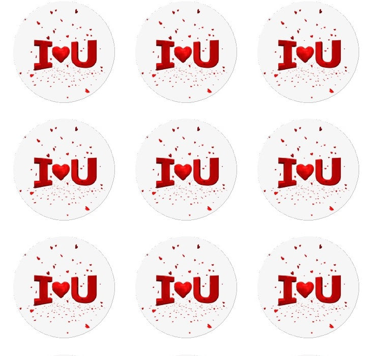 Valentines Day I Luv U Edible CupCake Toppers Image Decoration