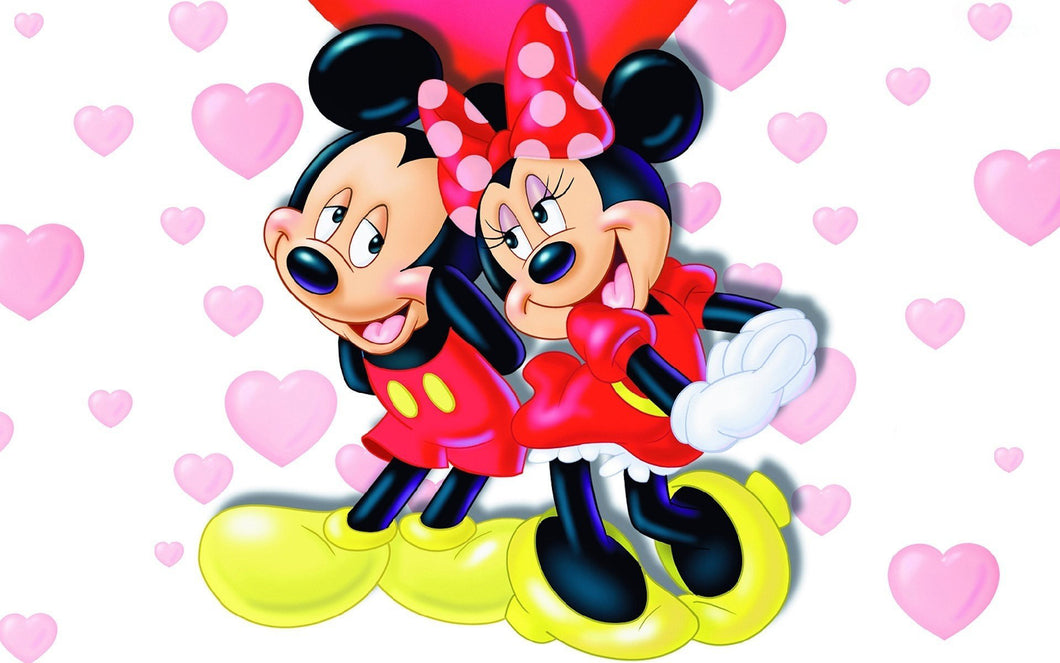 Valentines Day Mickey and Minnie Mouse Edible Cake Topper Image Decoration