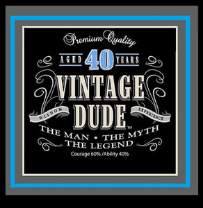 Vintage Dude 40 50 60 75 Edible Cake Topper