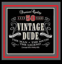 Load image into Gallery viewer, Vintage Dude 40 50 60 75 Edible Cake Topper