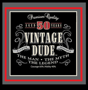 Vintage Dude 40 50 60 75 Edible Cake Topper