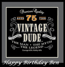 Load image into Gallery viewer, Vintage Dude 40 50 60 75 Edible Cake Topper