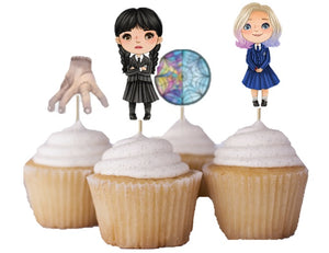 Wednesday Addams Cupcake Toppers Image Decoration