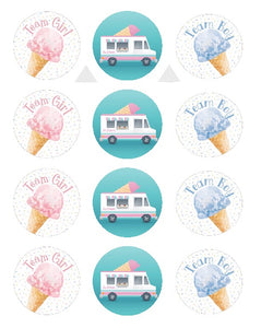 What's the Scoop  Gender Reveal Baby Shower Edible CupCake toppers
